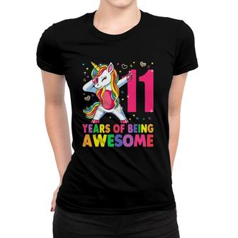 11 Years Old Unicorn Dabbing 11Th Birthday Girl Unicorn Party Women T-shirt - Seseable