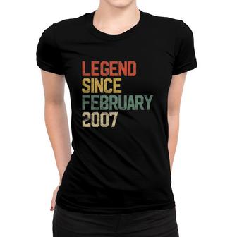 15 Years Old Gifts Legend Since February 2007 15Th Birthday Women T-shirt - Seseable