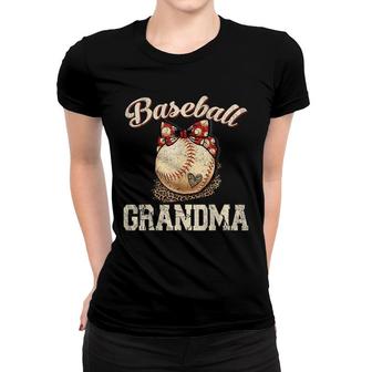 Baseball Grandma Leopard  Ball Funny Mothers Day   Women T-shirt