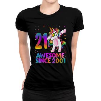 21 Year Old Unicorn Dabbing 21St Birthday Girl Unicorn Party Women T-shirt - Seseable