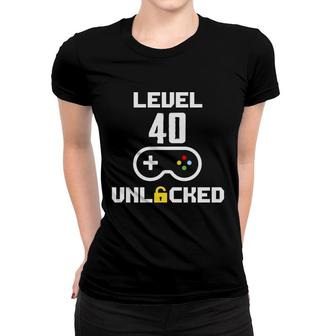 40 Happy Birthday 40Th Funny Level Unlock 40 Women T-shirt - Seseable
