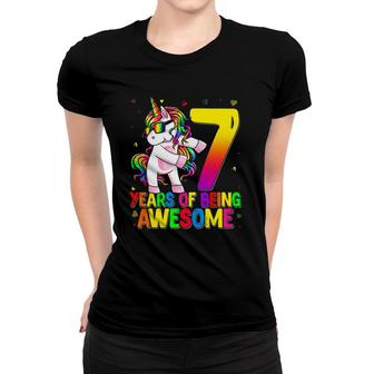 7 Years Old Birthday Unicorn Flossing 7Th Birthday Unicorn Women T-shirt