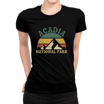 Acadia National Park Maine Mountains Retro Sunset Vintage Women T-shirt | Mazezy
