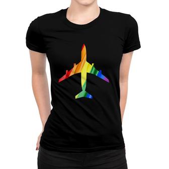 Airplane Rainbow Gay Flag Flight Attendant Women T-shirt | Mazezy UK