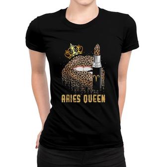 Aries Queen Leopard Lips Aries For Women Girl Kids Women T-shirt - Seseable