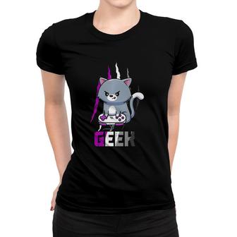 Asexual Geek Nerd Pride Lgbt Video Game Lovers Gift Cat Women T-shirt - Seseable