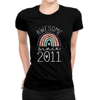 Awesome Since 2011 11Th Birthday Rainbow Gifts Born In 2011 Gift Women T-shirt | Mazezy