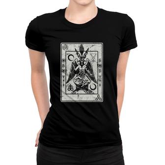 Baphomet Occult Satan Goat Head Devil Tarot Card Design Women T-shirt | Mazezy