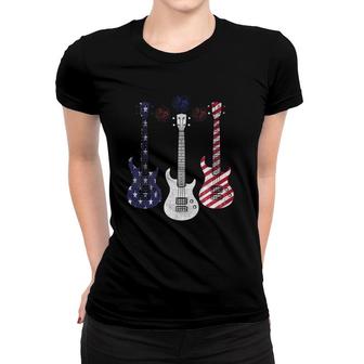 Bass Guitar Flag Usa 4Th Of July Independence Day Pattern Women T-shirt - Seseable