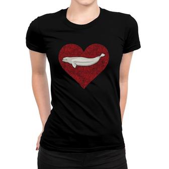Beluga Whale Valentines Day Love Fingerprint Women T-shirt | Mazezy