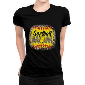 Bleached Softball Mom Leopard Baseball Mom Mothers Day 2022 Women T-shirt - Seseable