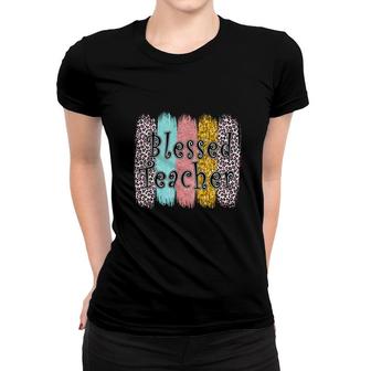 Blessed Teacher Leopard Decoration Great Women T-shirt - Seseable