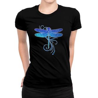 Blue Dragonfly Watercolor Art Damselfly Insect Tee Women T-shirt | Mazezy