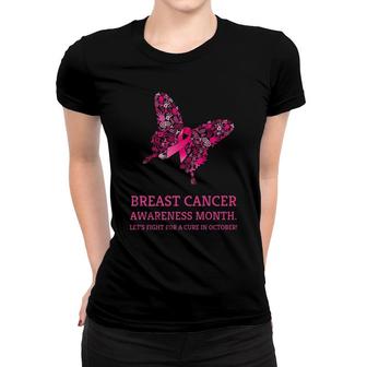 Breast Cancer Awareness October Butterfly Women T-shirt - Monsterry