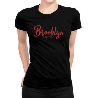 Brooklyn New York Retro Red Women T-shirt | Mazezy DE
