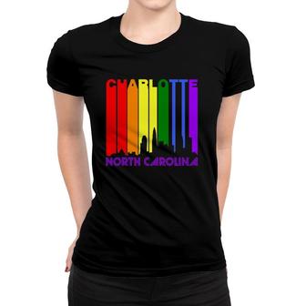 Charlotte North Carolina Lgbtq Gay Pride Skyline Women T-shirt | Mazezy