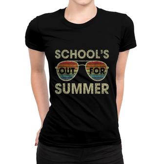 Cute Retro Last Day Of School Schools Out For Summer Teacher Women T-shirt - Seseable
