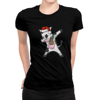 Dabbing Cow Calf Christmas Santa Hat Scarf Dab Women T-shirt - Monsterry CA