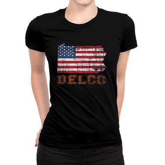 Delco Philadelphia American Usa Flag Pennsylvania Vintage Women T-shirt | Mazezy DE