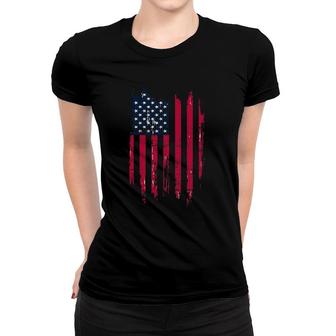 Distressed American Flag Stars Stripes Weathered Usa Women T-shirt - Seseable