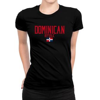 Dominican Republic Flag Vintage Red Text Women T-shirt | Mazezy