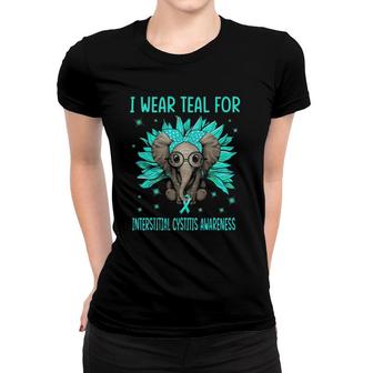 Elephant Sunflower I Wear Teal For Interstitial Cystitis Aw Women T-shirt | Mazezy