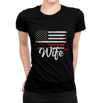 Firefighter Wife Usa Flag Meaningful Great Women T-shirt - Seseable
