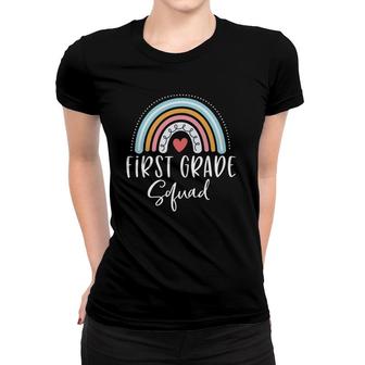 First Grade Squad Cute Rainbow Heart 1St Grade Teacher Women T-shirt - Seseable