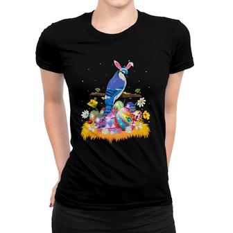 Funny Easter Egg Lover Cute Blue Jay Bird Easter Sunday Women T-shirt | Mazezy