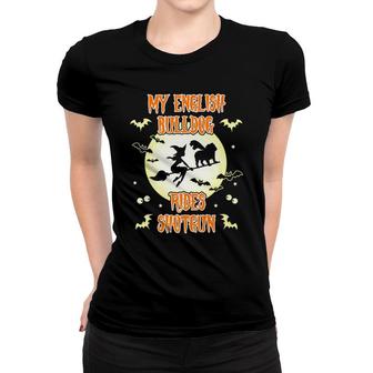 Funny My English Bulldog Rides Shotgun Halloween Women T-shirt - Monsterry AU