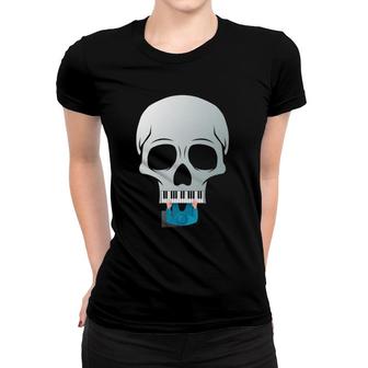 Funny Skull Piano Keys Piano Player Pianist Gift Women T-shirt | Mazezy