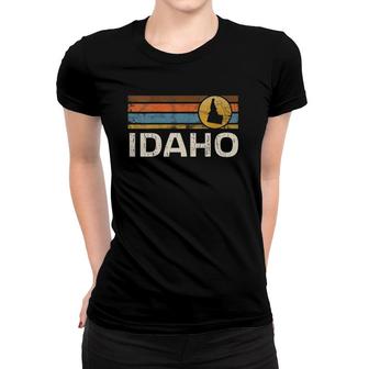 Graphic Tee Idaho Us State Map Vintage Retro Stripes Women T-shirt - Seseable