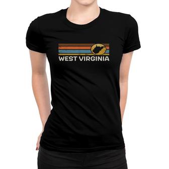Graphic Tee West Virginia Us State Map Vintage Retro Stripes Women T-shirt - Seseable