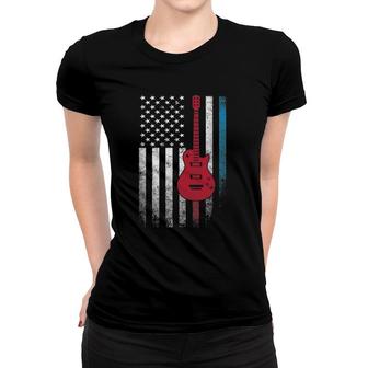 Guitar Music Musician 4Th Of July American Flag Usa America Women T-shirt - Seseable