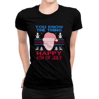 Happy Christmas Biden 4Th Of July Funny Christmas Ugly Women T-shirt - Seseable