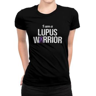 I Am A Lupus Warrior Lupus Awareness Purple Ribbon Lupus Women T-shirt - Seseable