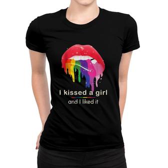 I Kissed A Girl And I Liked It Bi Pride Lips Lesbian Lgbt Women T-shirt | Mazezy