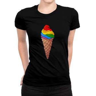 Ice Cream Rainbow Lgbt Lesbian Gay Pride Women T-shirt | Mazezy