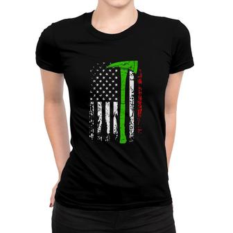 Italian Firefighter Italy Fireman American Flag Gift Women T-shirt - Seseable