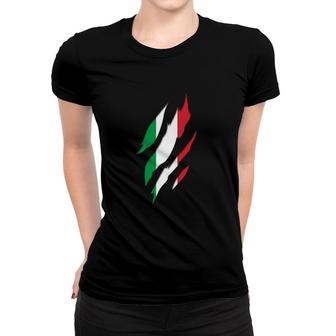 Italy Italian Flag Claw Marks - Italian Roots & Heritage Women T-shirt - Seseable