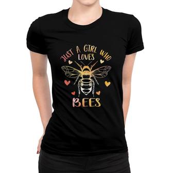 Just A Girl Who Loves Bees Honey Beekeeper Beehive Themed Women T-shirt | Mazezy