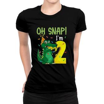Kids Oh Snap Im 2 Crocodile 2Nd Birthday Alligator Women T-shirt | Mazezy