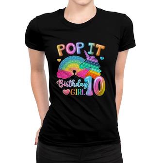 Kids Pop It Birthday Girl 10 For 10 Years Old Girl Unicorn Party Women T-shirt | Mazezy