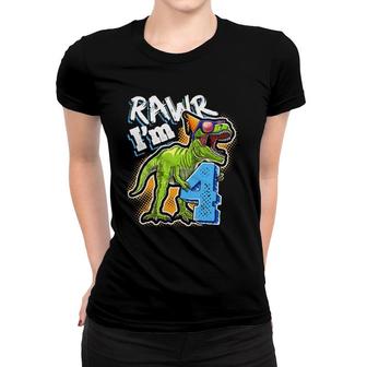 Kids Rawr Im 4 4Th Birthdayrex Dinosaur Party Gift Boys Women T-shirt - Seseable
