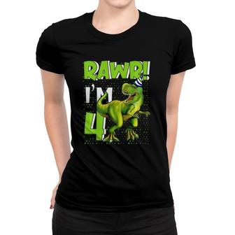 Kids Rawr Im 4Rex Dinosaur 4 Years Old Gift For Boys Kids Women T-shirt - Seseable