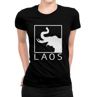 Laos Boxed Typography Laotian Sabaidee Lao Flag Women T-shirt | Mazezy