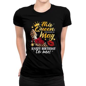 Leopard High Heel This Queen Was Born In May Happy Birthday Women T-shirt - Seseable