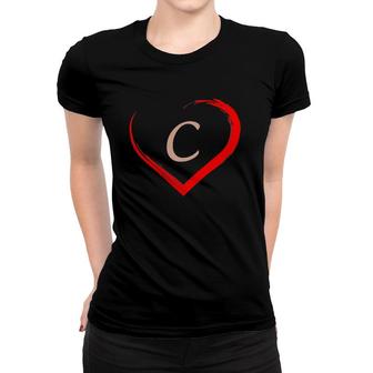 Letter C Initial Valentines Day Couple Gifts For Him And Her Women T-shirt | Mazezy