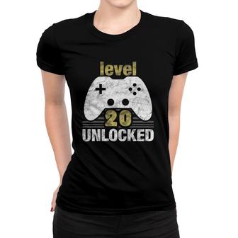 Level 20 Unlocked 20Th Birthday 20 Years Old Gift For Gamers Women T-shirt - Seseable