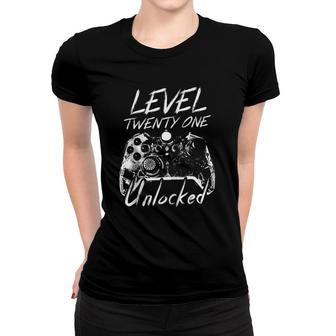 Level 21 Unlocked - 21 Years Old Gamer Funny Birthday Zip Women T-shirt - Seseable